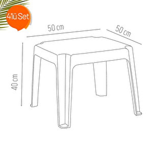 Holiday Şezlong Sehpası 4'lü Set