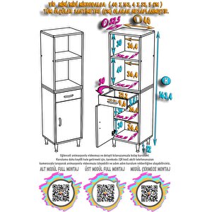 Vio Mutfak Dolabı 1 Kapak, 1 Raf, 1 Çekmece Alt, 2 Boş Göz Üst Modül (40 Cm Genişlik)