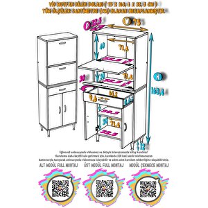 Vio Mutfak Dolabı 2 Kapak, 1 Raf, 1 Çekmece Alt, 2 Kapak Üst Modül (75 Cm Genişlik)