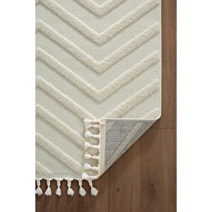 Loop Lp023w Beyaz Halı Dekoratif Sisal Yumuşak Bukleli Tozsuz Salon Halısı Yatak Odası Iskandinav