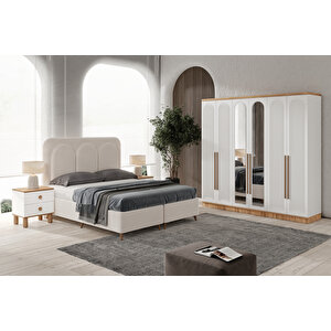 Guneystore Ücretsiz Montaj - Rosa 6 Kapaklı Komple Mdf Yatak Odası Takımı