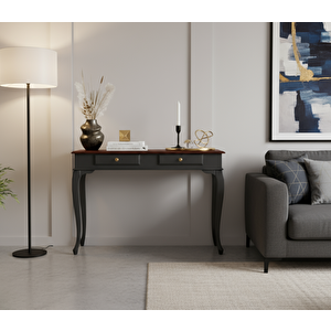 110 Cm Masif Lükens Antrasit Ceviz Çalışma Masası