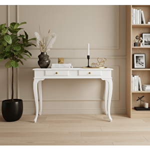 110 Cm Masif Lükens Beyaz Çalışma Masası