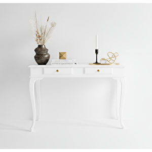 110 Cm Masif Lükens Beyaz Çalışma Masası