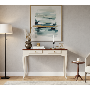 100 Cm Masif Lükens Krem Ceviz Çalışma Masası