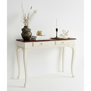 110 Cm Masif Lükens Krem Ceviz Çalışma Masası