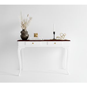 120 Cm Masif Lükens Beyaz Ceviz Çalışma Masası