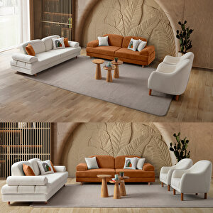 Aries Yataklı Sandıklı Koltuk Takımı 3+3+1+1 Turuncu Turuncu