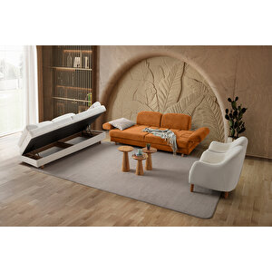 Eymense Aries Yataklı Sandıklı Koltuk Takımı 3+3+1+1 Turuncu