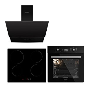 Siyah İndüksiyon Ocaklı Ankastre Set