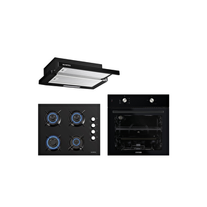 Siyah Aspiratörlü Home Ankastre Set