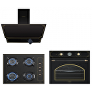 Rustik Siyah Cam Ankastre Set