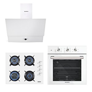 Kristal Beyaz Cam Ankastre Set