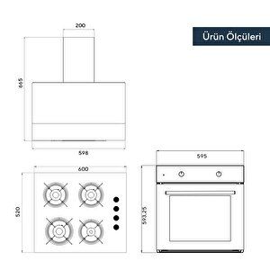 Kumtel Home Plus Beyaz Cam Ankastre Set