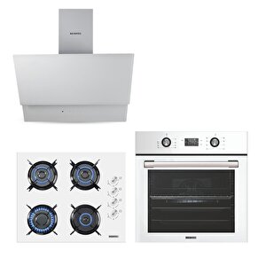 Beyaz Cam Digital / Dokunmatik Ankastre Set - 8 Prog