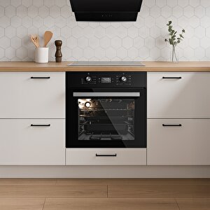 Kumtel Siyah Cam Digital / Dokunmatik Ankastre Set - 8 Prog