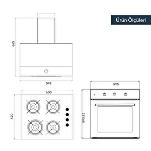 Kumtel Kristal Siyah Cam Ankastre Set