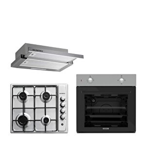 Inox  Aspiratörlü Ankastre Set