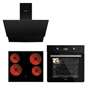 Vi̇tro Di̇ji̇tal Si̇yah Cam Ankastre Set