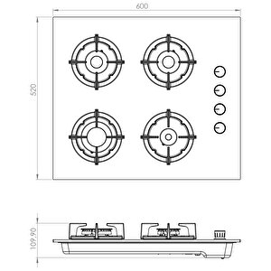 Plus Antrasit Cam Ankastre Ocak Ko-40 Tahdf