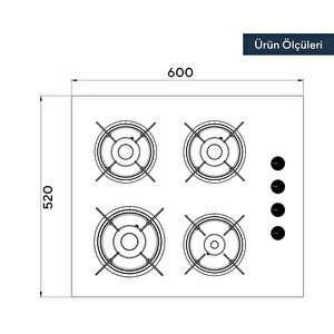 Antrasit Cam Ankastre Ocak Ko-40 Tahdf