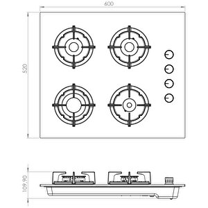 Plus Siyah Cam Ankastre Ocak Ko-40 Tahdf