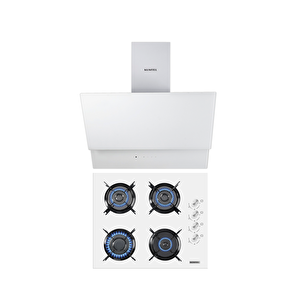 Beyaz 2'li Ankastre Cam Set (ocak-dokunmatik Davlumbaz)