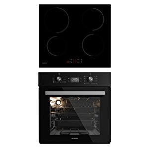 2'li Siyah İndüksiyonlu Ankastre Set (fırın-ocak)