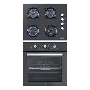 Antrasit 2\'li Ankastre Cam Set(fırın Ve Ocak)