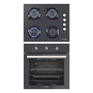 Antrasit 2\'li Ankastre Cam Set(fırın Ve Ocak)