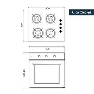 Antrasit 2\'li Ankastre Cam Set(fırın Ve Ocak)