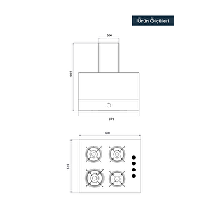 Antrasit 2'li Set (ocak - Davlumbaz)
