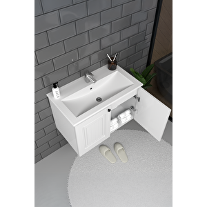 Pekin 65 Cm Mdf Gövde Membran Kapak Banyo Dolabı Seti Beyaz