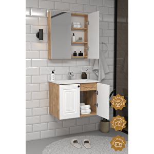 Pekin 65 Cm Mdf Gövde Membran Kapak Banyo Dolabı Seti Atlantik Çam