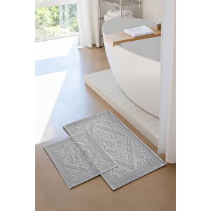 | Violeta 2'li Banyo Paspas Seti | Kaymaz Taban %100 Pamuk | 60x100 - 50x60 Cm 7035 Açık Gri