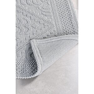 | Violeta 2'li Banyo Paspas Seti | Kaymaz Taban %100 Pamuk | 60x100 - 50x60 Cm 7035 Açık Gri