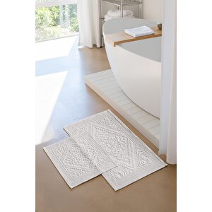 | Violeta 2'li Banyo Paspas Seti | Kaymaz Taban %100 Pamuk | 60x100 - 50x60 Cm 1000 Beyaz
