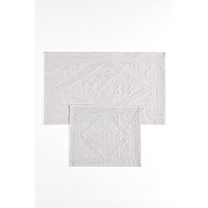 | Violeta 2'li Banyo Paspas Seti | Kaymaz Taban %100 Pamuk | 60x100 - 50x60 Cm 1000 Beyaz