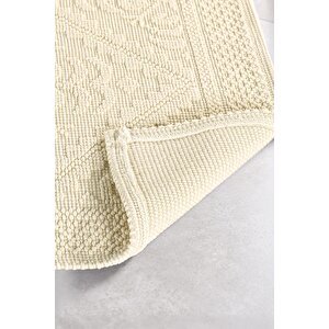 | Violeta 2'li Banyo Paspas Seti | Kaymaz Taban %100 Pamuk | 60x100 - 50x60 Cm Ekru
