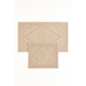 | Violeta 2'li Banyo Paspas Seti | Kaymaz Taban %100 Pamuk | 60x100 - 50x60 Cm 1060 Bej