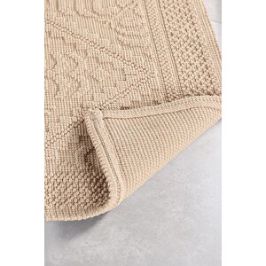 | Violeta 2'li Banyo Paspas Seti | Kaymaz Taban %100 Pamuk | 60x100 - 50x60 Cm 1060 Bej