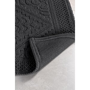 | Violeta 2'li Banyo Paspas Seti | Kaymaz Taban %100 Pamuk | 60x100 - 50x60 Cm Antrasit