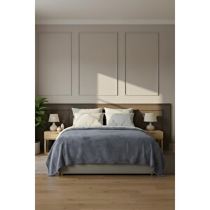 Pufina | Tek Kişilik Tavşan Tüyü Dokulu Peluş Battaniye & Yatak Örtüsü | 150x220 Antrasit