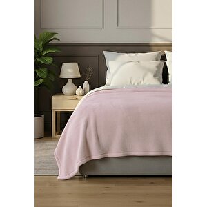 Pufina | Tek Kişilik Tavşan Tüyü Dokulu Peluş Battaniye & Yatak Örtüsü | 150x220 Açık Pudra