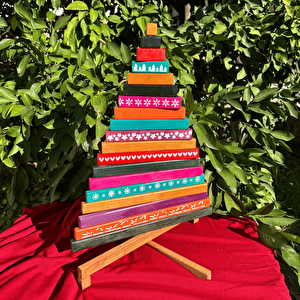 Leftover Ahşap El Yapımı Yılbaşı Ağacı 54cm Çok Renkli