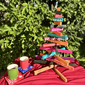 Leftover Ahşap El Yapımı Yılbaşı Ağacı 54cm Çok Renkli