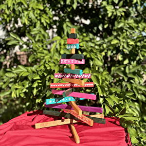 Leftover Ahşap El Yapımı Yılbaşı Ağacı 54cm Çok Renkli