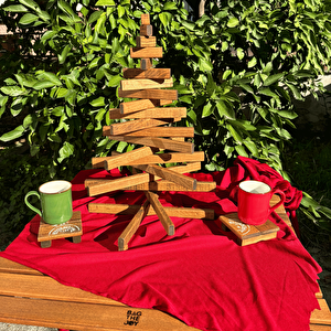 Leftover - Ahşap El Yapımı Yılbaşı Ağacı 54cm Kahverengi