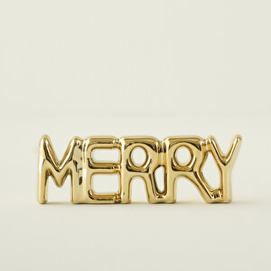 Merry Yılbaşı Dekoratif Obje Gold (18x2x6 cm)