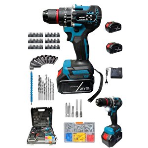 21 V 3 Ah Çi̇ft Akülü Çeli̇k Mandren Kömürsüz Darbeli̇ Şarjli Matkap Vi̇dalama